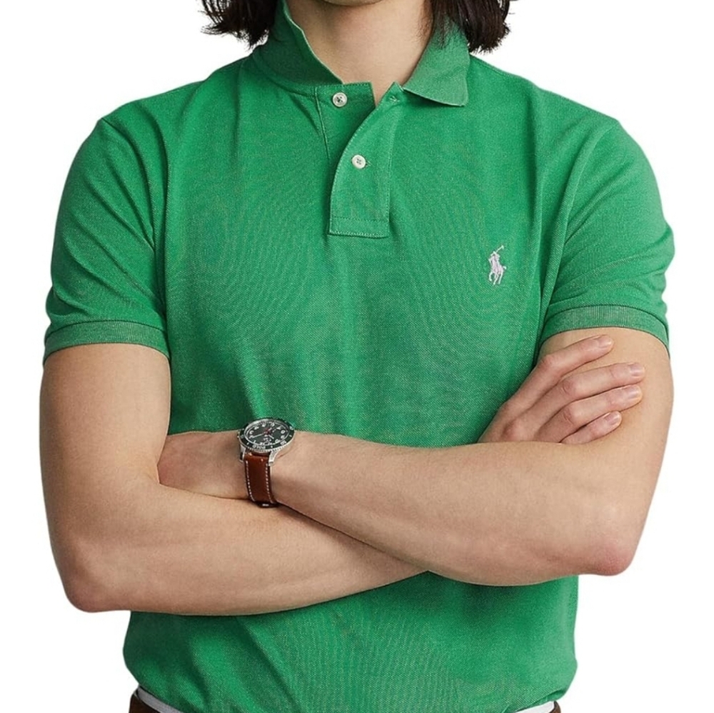 POLO RALPH LAUREN Classic Fit Mesh Polo Shirt Raft Green SM